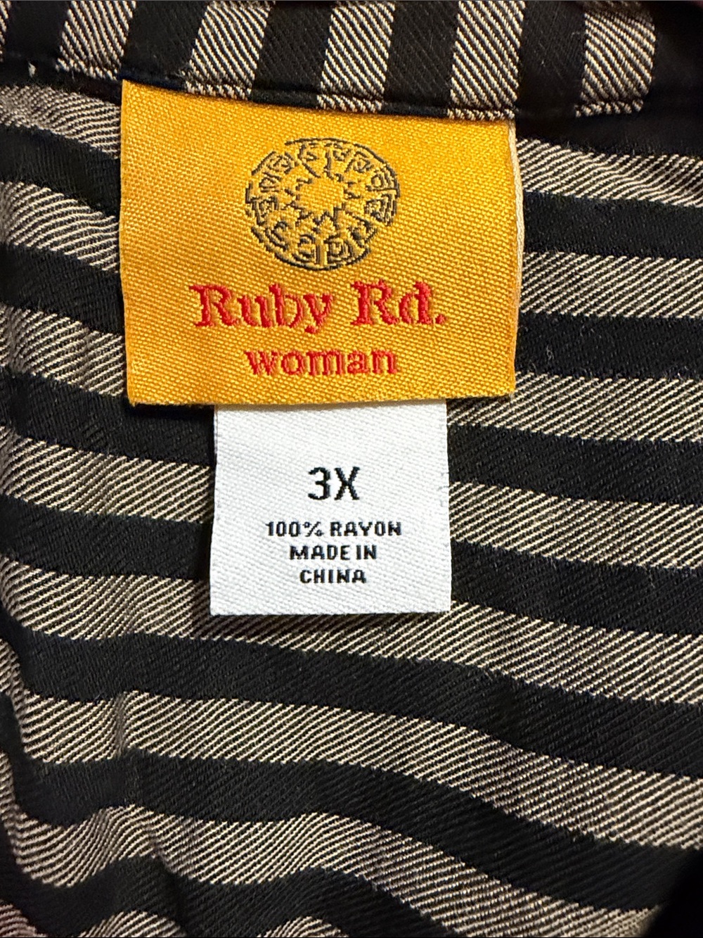 Ruby Rd. Black & Cream Striped Button-Front Shirt - Picture 2 of 4